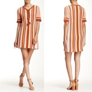 Free People Striped Mini Dress in Red and Orange